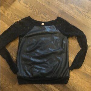 Bailey 44 mixed leather and lace shirt